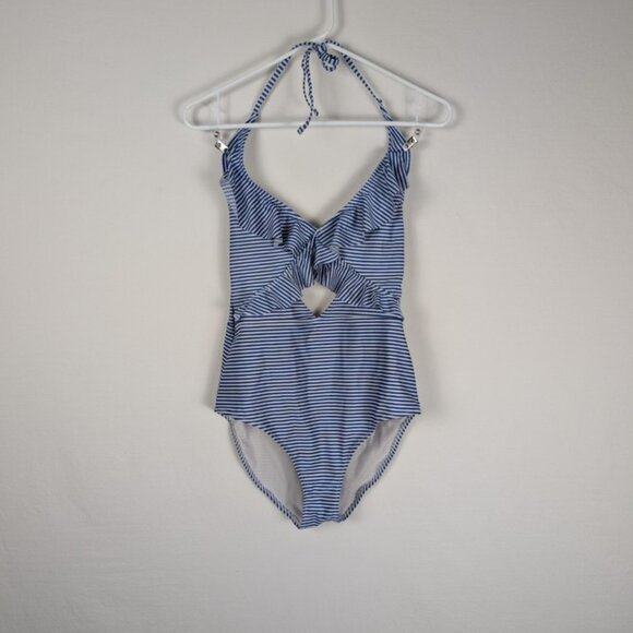 Aerie Blue Striped One piece Swim Suit - Picture 1 of 3